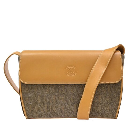 GUCCI GG Logo Shoulder Bag Canvas Leather Brown GHW Made In Italy 60KB404 - Picture 1 of 16